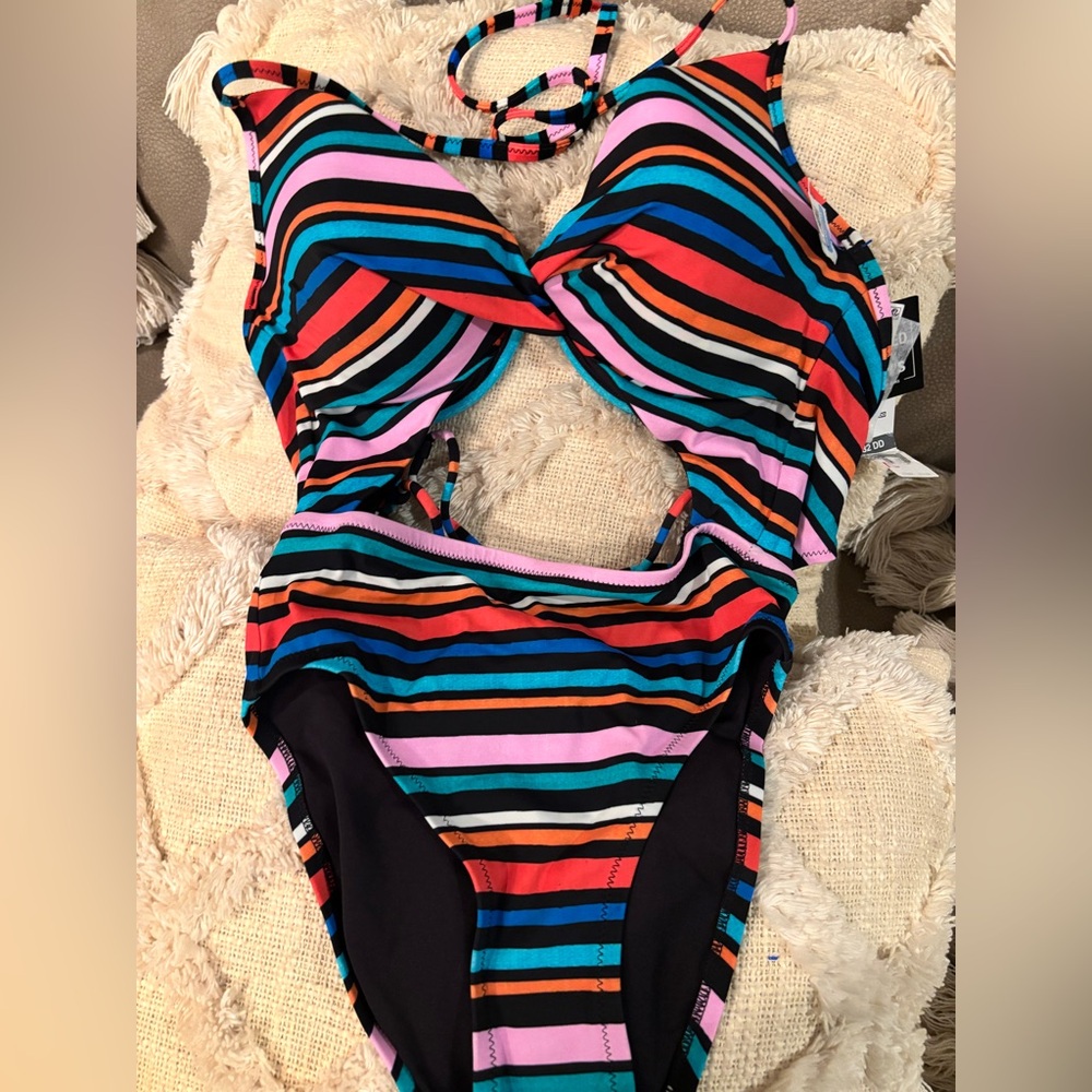 Red and Blue One Piece Swimwear